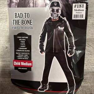NEW Bad To The Bone Halloween costume boys medium 8-10 yo